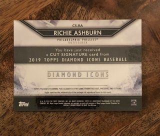 2019 Diamond Icons Richie Ashburn Cut Signatures Auto 3/4 Philadelphia Phillies 7