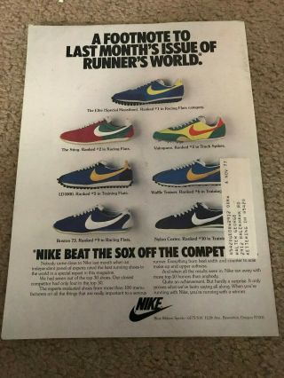 1977 Nike Waffle Trainer Running Shoes Poster Print Ad Boston 73 Sting Ld - 1000