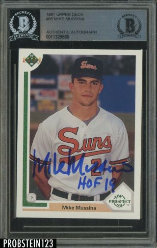 1991 Upper Deck Mike Mussina Rc Rookie Signed Auto " Hof 2019 " Bgs Bas