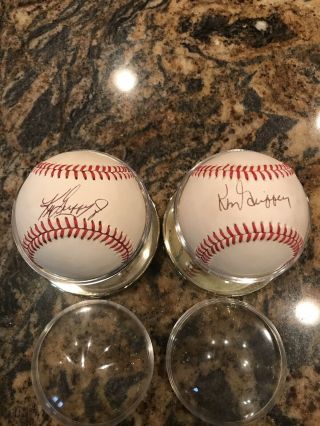 & Ken Griffey Jr And Sr Signed Autograph Bobby Brown Baseball