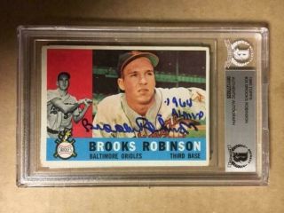 Brooks Robinson Signed 1960 Topps Card W/inscription 1964 Al Mvp Bas