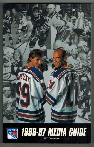 1996/97 York Rangers Media Guide Wayne Gretzky And Mark Messier Cover