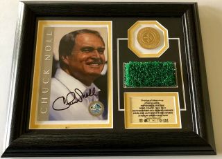 Chuck Noll Steelers Auto Plaque With 3 Rivers Turf Bronze Coin 1 Of 175