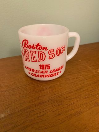 1975 Boston Red Sox American League Baseball Champions Fire King Milk Glass Mug