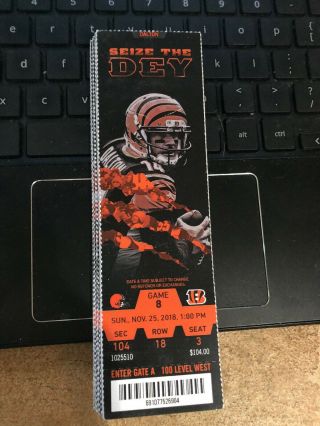 2018 Cincinnati Bengals Vs Cleveland Browns Nfl Football Ticket Stub 11/25