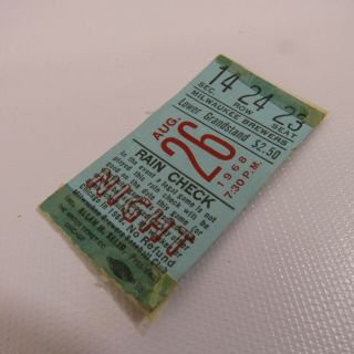Milwaukee Brewers Ticket Stub Chicago White Sox Home Game 1968 Detroit Tigers