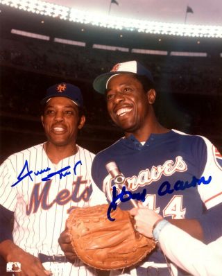 Willie Mays / Hank Aaron 8x10 Signed Photo Autographed (braves Hof) Reprint