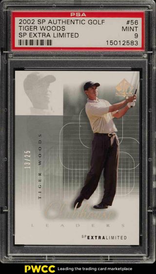 2002 Sp Authentic Golf Extra Limited Tiger Woods /25 56 Psa 9 (pwcc)