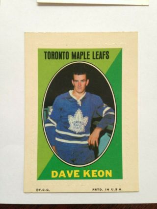 1970 - 71 Topps Hockey Dave Keon Toronto Maple Leafs Sticker Stamp