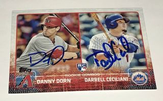 Darrell Ceciliani & Danny Dorn Signed 2015 Topps Rc Card York Mets,  Dbacks