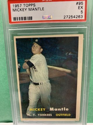 Mickey Mantle 1957 Topps 95 Psa 5 Ex York Yankees Hof