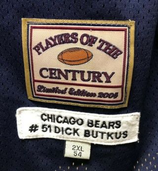 Dick Butkus Chicago Bears 51 Football Jersey Players of the Century 2XL 54 7