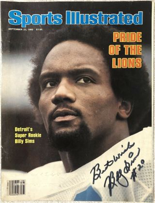 Billy Sims Signed Sports Illustrated Cover - Detroit Lions Nfl Auto