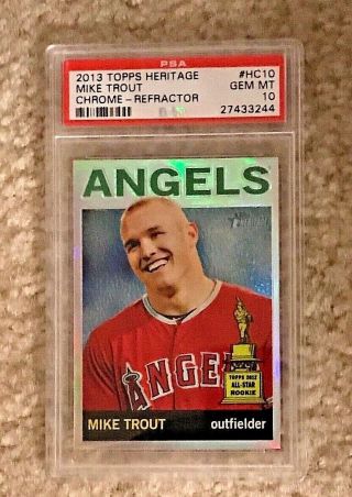 Psa 10 - Mike Trout 2013 Topps Heritage Chrome Refractor Rookie Card (rc) /564