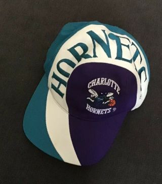 Vintage Charlotte Hornets Cap Snapback Hat Rare Old Logo Official Nba