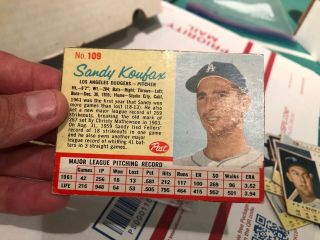 1962 Post Baseball Los Angeles Dodgers Sandy Koufax Card Hof 109 Ok