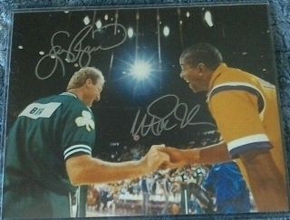 Magic Johnson & Larry Bird Dual Signed Autographed 8x10 Photo Nba Legends W/coa