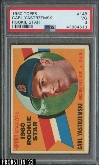 1960 Topps 148 Carl Yastrzemski Boston Red Sox Rc Rookie Hof Psa 3 Vg