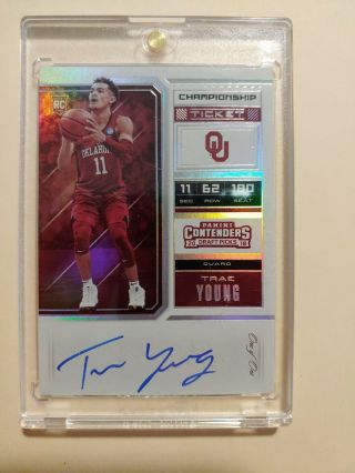 Trae Young 1 Of 1 Rookie On Card Autograph 2018 Panini Contenders Draft Picks