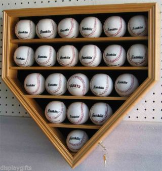 Ultra Clear 21 Baseball Display Case Cabinet Wall Shadow Box Uv Protection Oak