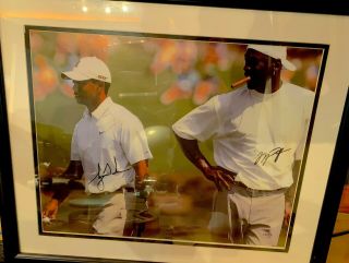 Tiger Woods Michael Jordan Autographed Limited Print.  18x24 Framed