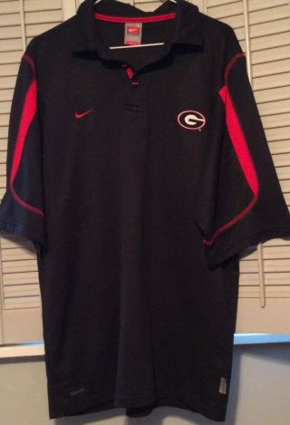 Nike Team Georgia Bulldogs Men’s Large Fit Dry Black Red Polo/golf Shirt.