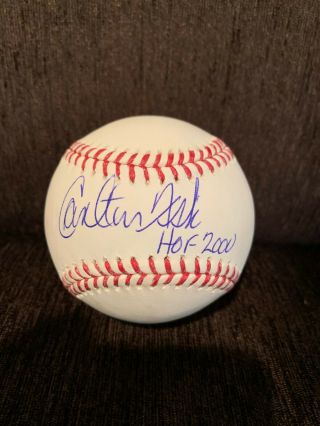 Carlton Fisk Signed Oml Baseball Autograph Hof 2000 Jsa Witness Authentication