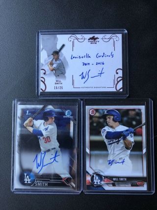 Los Angeles Dodgers Will Smith Autograph 3x Auto