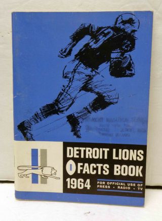 Vintage 1964 Nfl Detroit Lions Facts Book Media Guide
