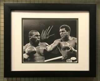 Mike Tyson Signed 8x10 Photo W/ Muhammad Ali Framed 13x16 Jsa Witnessed