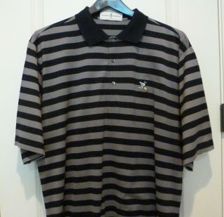 Fairway & Greene Golf Shirt.  Xl.  Navy/grey Stripe.  Winged Foot Gc