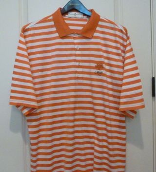 Fairway & Greene Golf Shirt.  Xl.  Orange/white Stripe.  Kiawah