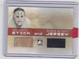 2006 Itg Tony Esposito Game Stick & Jersey Black Hawks Vintage Out Of Circ