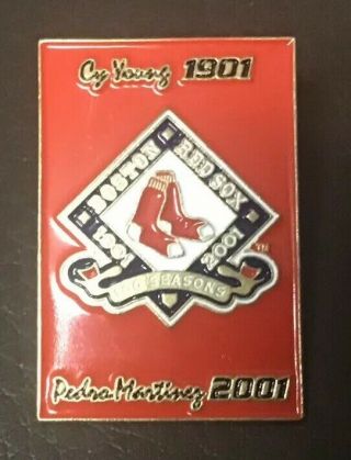 2001 Pedro Martinez Boston Red Sox 100 Season Logo Cy Young Hof Lapel Pin