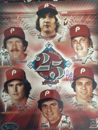 1980 Philadelphia Phillies Signed 8x10 Bob Boone Larry Bowa
