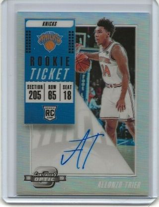 2018 - 19 Panini Contenders Optic Rookie Ticket Allonso Trier Silver Prizm Auto