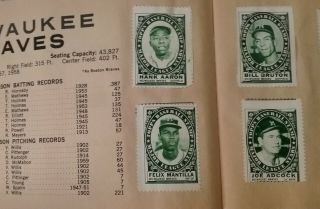 1961 Topps Baseball Stamp Album.  143 Stamps,  17 HOFers incl.  Aaron,  Mays,  Musial 4