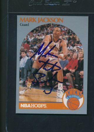 1990/91 Hoops 205 Mark Jackson Ny Knicks Signed Auto A1220