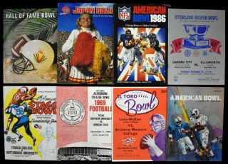 1969 - 70s Different College Football Bowls American El Toro Programs Nm (8 Pros)