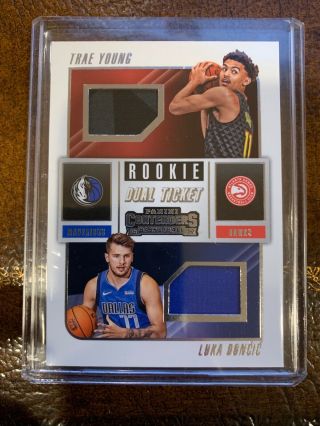 2018 - 19 Panini Contenders Rookie Ticket Luka Doncic Trae Young Rc Dual Jersey