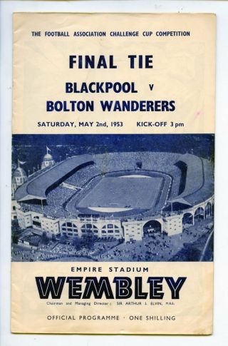 1953 Fa Challenge Cup Final Tie Football Soccer Programme Blackpool V Bolton