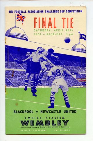 1951 Fa Challenge Cup Final Tie Football Soccer Programme Blackpool V Newcastle