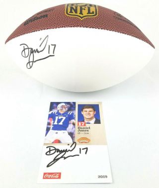 Daniel Jones Duke Ny Giants Signed Autographed Mini Football With Bonus Card