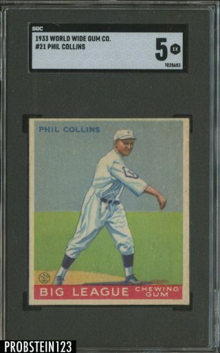 1933 Goudey World Wide Gum 21 Phil Collins Philadelphia Phillies Sgc 5 Ex