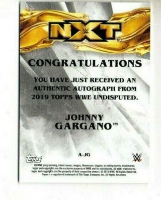 2019 TOPPS WWE UNDISPUTED JOHNNY GARGANO ON CARD AUTO CARD 43/199 2