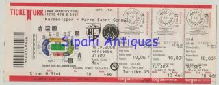 Kayserispor - Psg Paris Saint Germain 2008 Uefa Cup Match Soccer Football Ticket