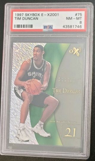 Tim Duncan 1997 - 98 Skybox Ex - 2001 75 Rc Rookie Card Psa 8 Acetate