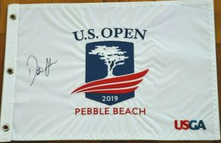 Dustin Johnson Autographed Signed 2019 Us Open Pebble Beach Pin Flag U.  S.