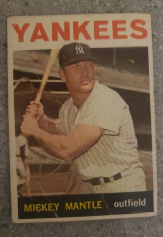 1964 Topps Mickey Mantle York Yankees 50 Baseball Card