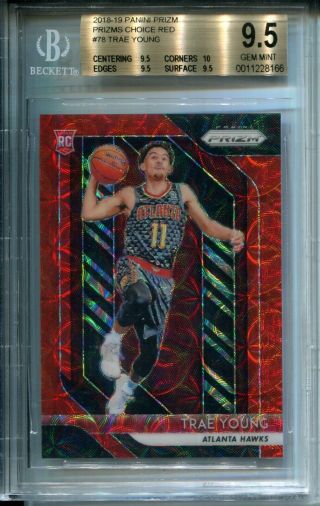 Trae Young 2018 - 19 Panini Prizm Choice Red 42/88 Rookie Card Bgs 9.  5 Gem